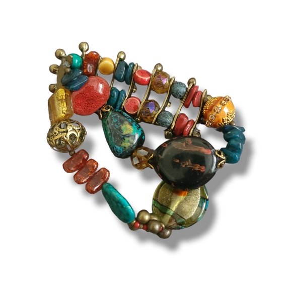Gorgeous Colorful Multimedia Crystal Beaded Boho Bracelet (OS) - Picture 6 of 9
